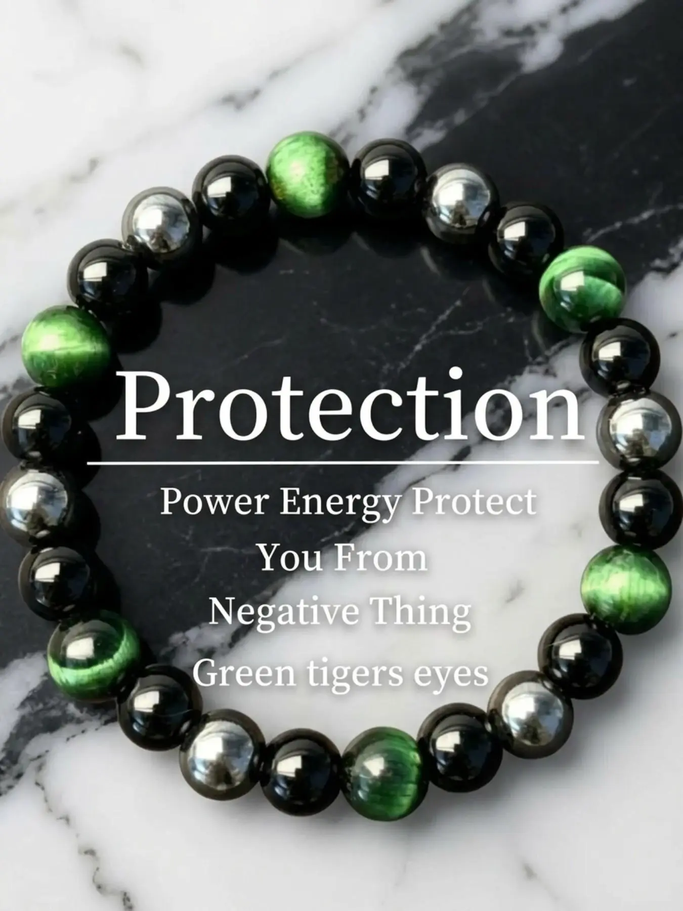 Natural green tiger's eye beaded bracelet, suitable for both men and women.