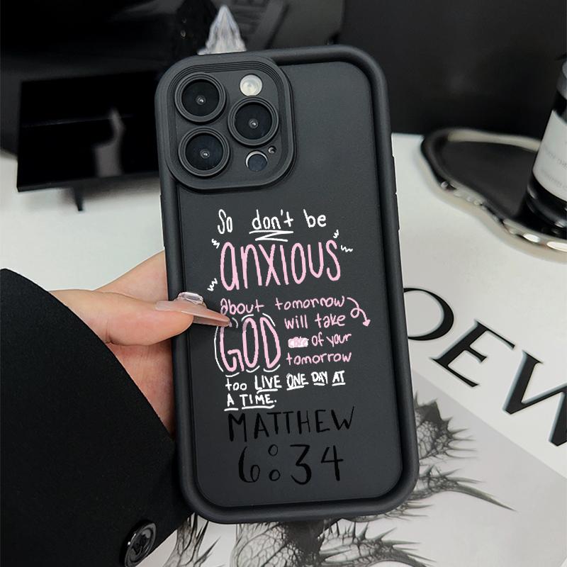 TPU Phone Case for iPhone 17 16 15 14 Pro Max 13 12 11 XR XS Plus E Christian Bible Verse Pattern Drop Protection Shockproof Soft Silicone Smartphone Cover Casing