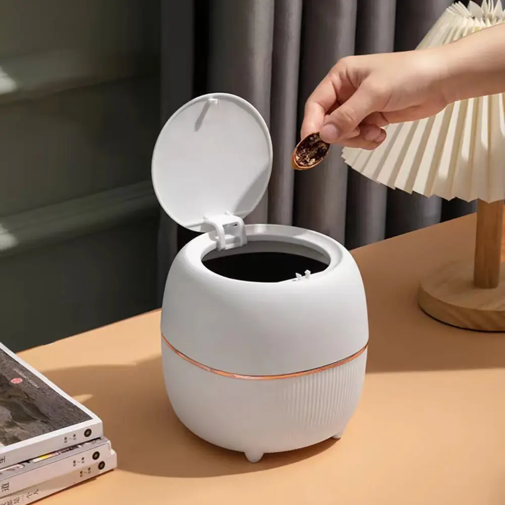 Cute Mini Desktop Trash Can, Small Tabletop Waste Bin, Office Home Bedroom Bedside, Light Luxury Style, Compact Paper Basket