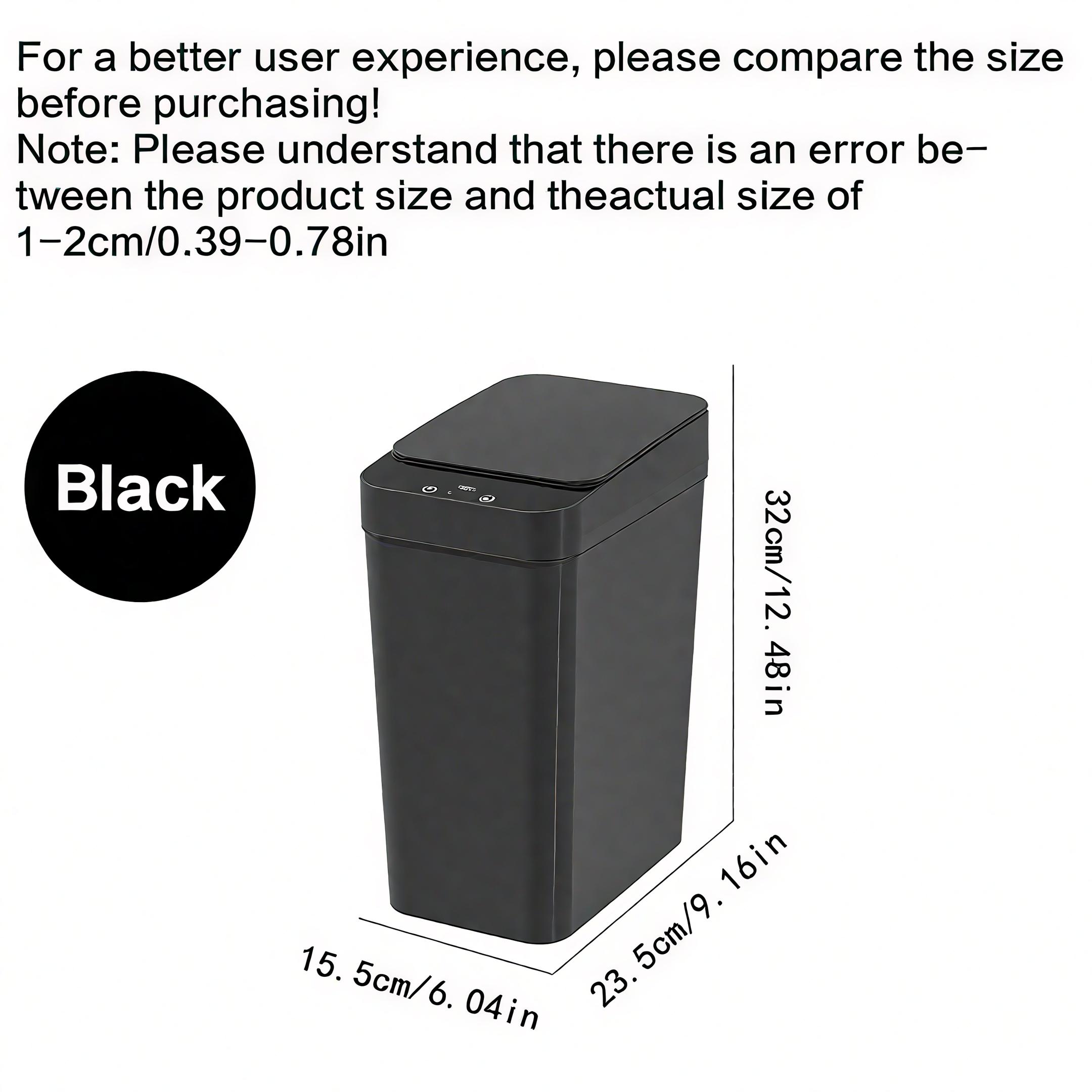 1-pack Black Auto Touchless Trash Can with Motion Sensor - 3.1 Gallon, Hands-free, 3 Modes, Ultra-slim Small Bin for Bathroom, Bedroom, Office, Kitchen, Trash Can, Automatic Trash Can