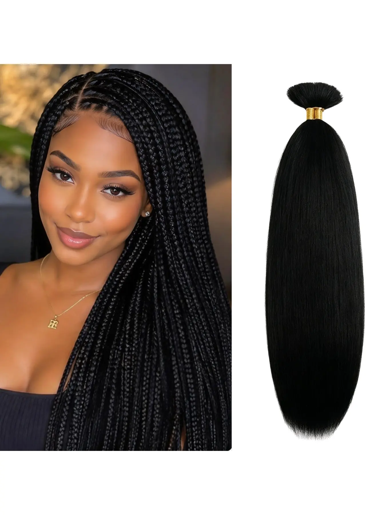 Braided and extended curly, straight hair bundles, 26 inches, 160g per bundle. Wet hair waves, Yaki straight hair bundles for synthetic fiber extensions, fluffy and natural, adds volume, suitable for black women for everyday wear.