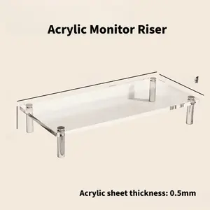 Acrylic Height-Adjustable Computer Keyboard Stand - Transparent Desktop Organizer, Monitor Height Enhancer