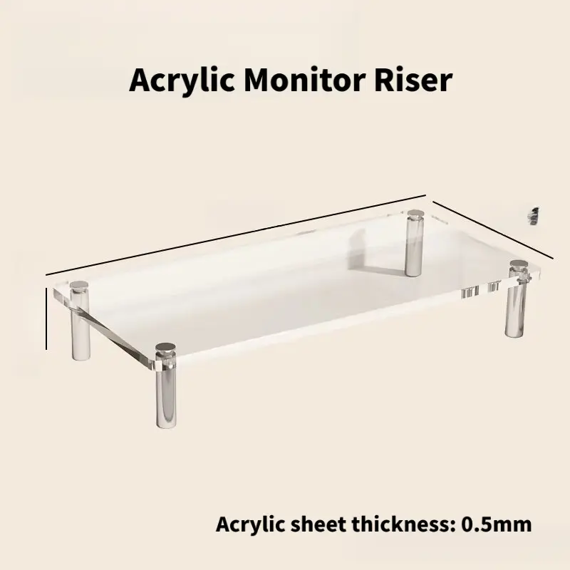 Adjustable Acrylic Computer Keyboard Stand - Home Organizer Storage Rack, Transparent Countertop Organizer, Monitor Height Enhancer