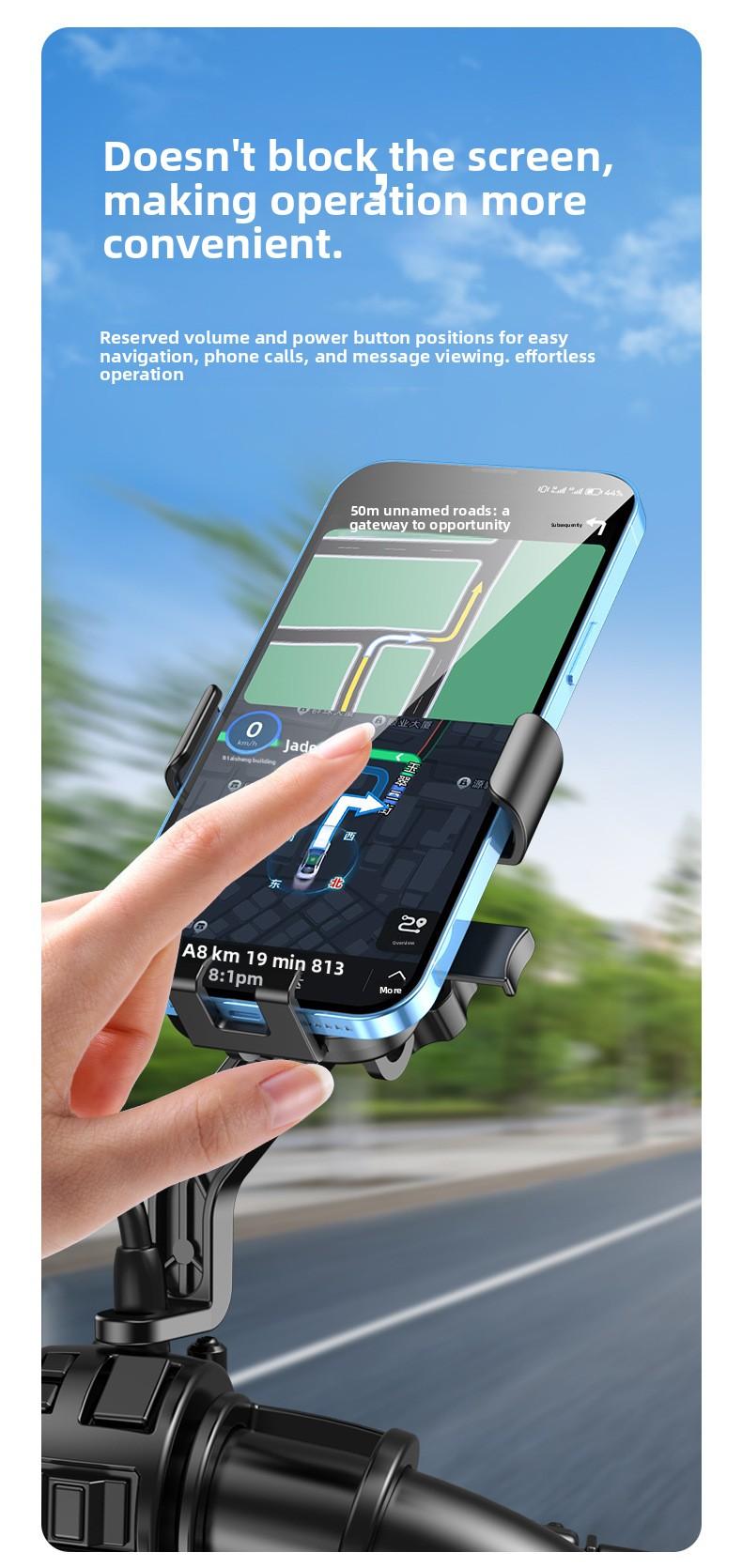 Motorcycle, electric vehicle, mobile phone navigation support, universal for bicycles and electric scooters magnetic mount