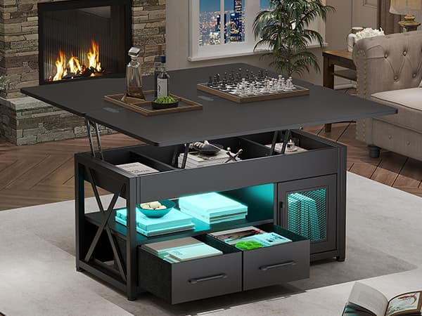 Sikaic 40in Lift Top Coffee Table Black