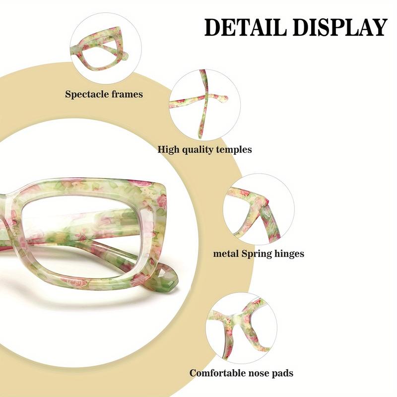 DEAAOK 3 Pack Blue Light Blocking Reading Glasses Fashionable Women's Reading Glasses with Spring Hinges Computer Eye Glasses