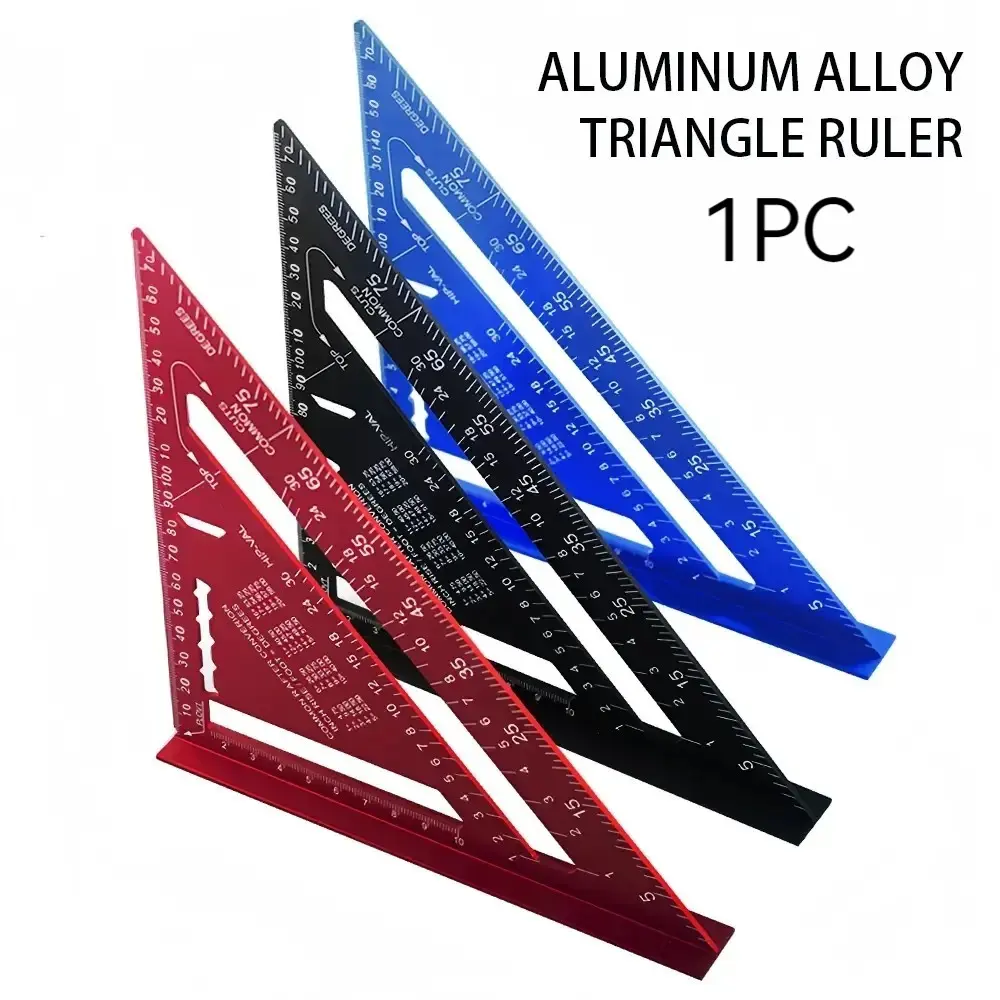 7 Inch Metric Triangle Ruler, Aluminum Alloy, High Precision Measurement, 90° Right Angle, 45° Slope, Linear Scale, Woodworking, Metal Processing, Drafting, Measuring Ruler