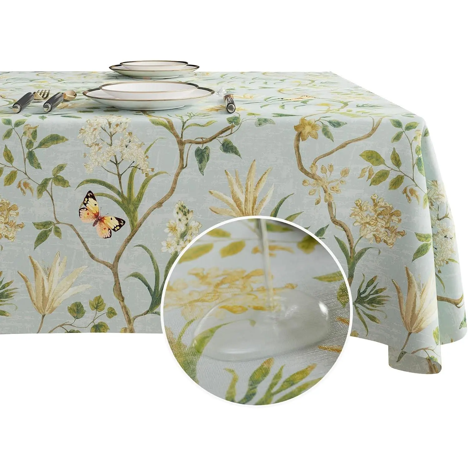 Rectangle Table Cloth,100% Waterproof Tablecloth Oil Proof Spill Proof Vinyl Table Cloth, Wipe Clean Plastic Table Cover for Dining, Camping, Indoor and Outdoor 52" x 70",Leaves