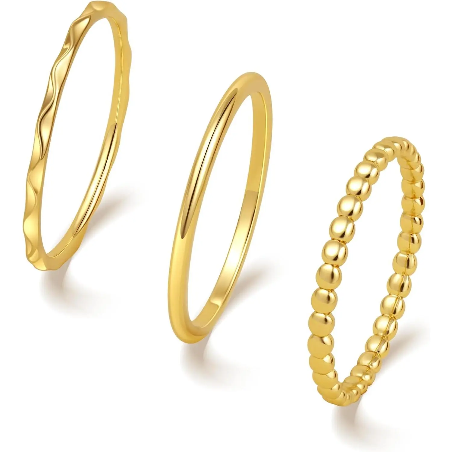 Stackable Rings for Women Non Tarnish 18K   Plated Dainty Stacking Rings Set Thumb Thin Cute Knuckle Pinky Finger Ring Promise Engagement Wedding Band Rings Size 5 6 7 8 9 10 Trendy Valentines Day  gifts for Women
