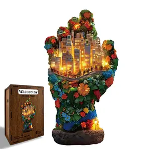 Viral 2 in 1 Wooden Hand Puzzle Piggy Bank, Unique Irregular Shape Jigsaw Toy, Creative Art Decor, Oddly Satisfying Stress Relief, Perfect Birthday Gift for Kids Adults