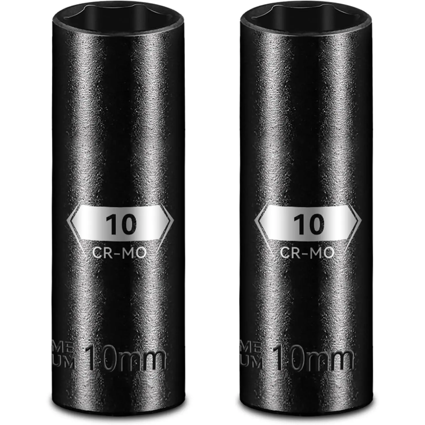 2-Pack 1/4" Drive 10mm Deep  Socket, 6-Point CR-MO Steel with Black Phosphate Finish