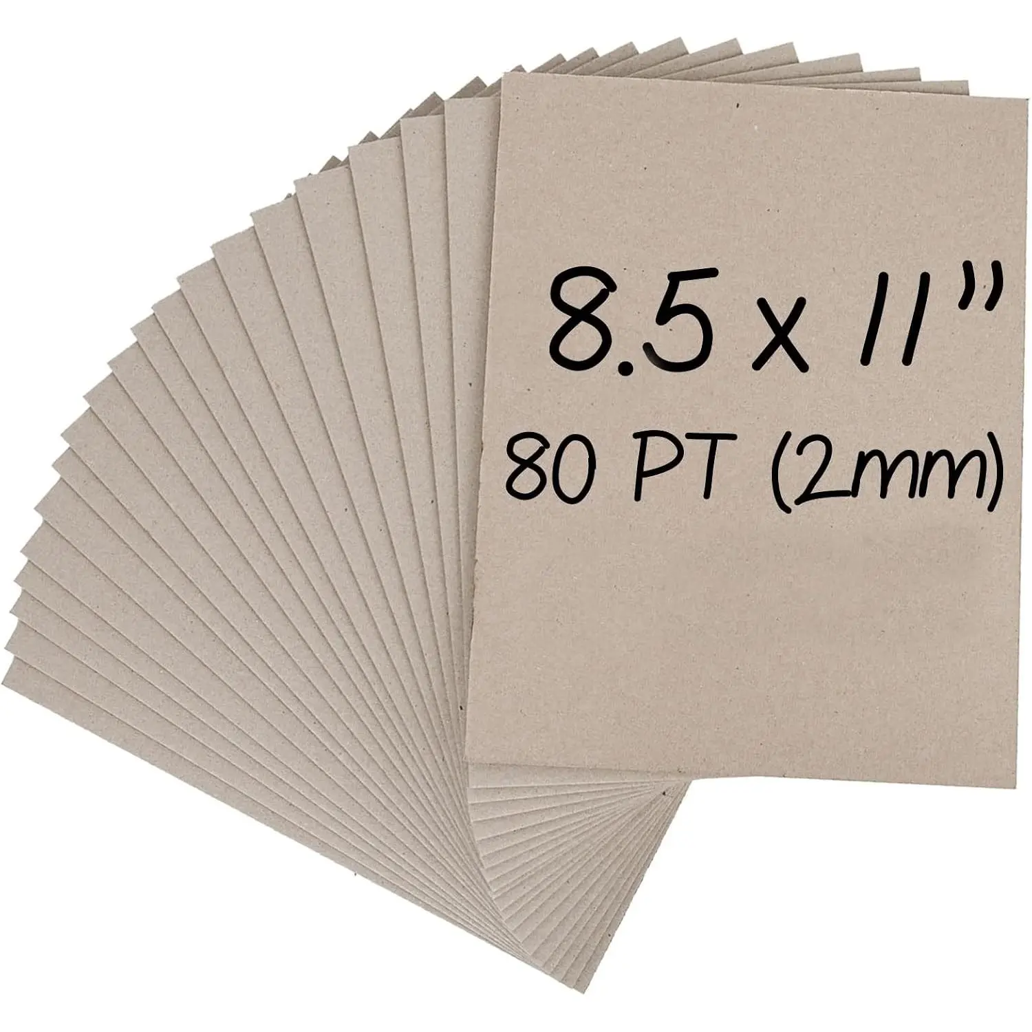 Heavy-Duty Chipboard Sheets 8.5 x 11 in, 80 PT (2mm) Thick, Acid Free | 20 Sheets of Chip Board for Binding Covers, Book Boards, Backing and Crafts, Sturdy Alternative to Thin Cardboard Sheets