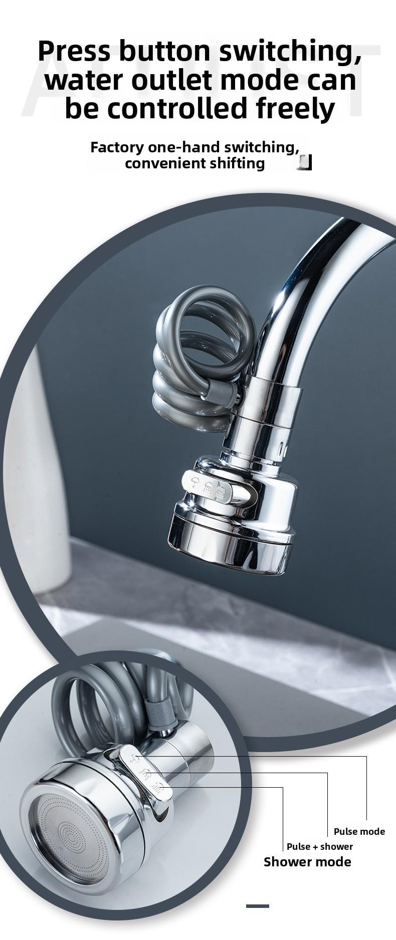 2PCS New Rotatable Faucet Aerator Extension -for Effortless, All-Angle Control, Rotating Swivel Faucet Aerator Extender Kitchen Bathroom Sink Faucets Sprayer Attachment with3Mode Splash