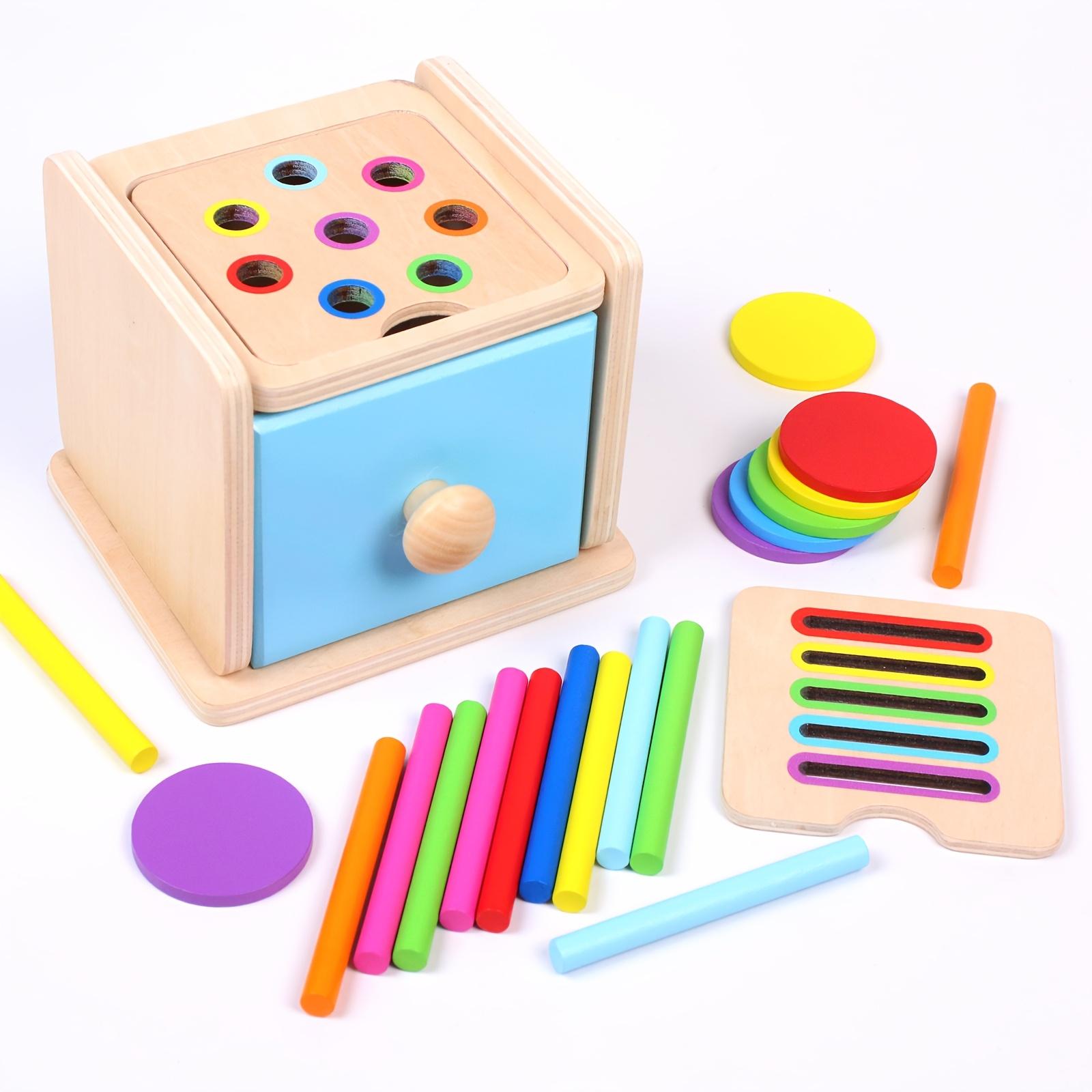 Children Wooden Puzzle Educational Toys | Color Shape Classification All-In-One Matching, Wooden Stick Sorting Stacking Board Games, Ideal for Easter, Thanksgiving, Christmas Gifts for Over