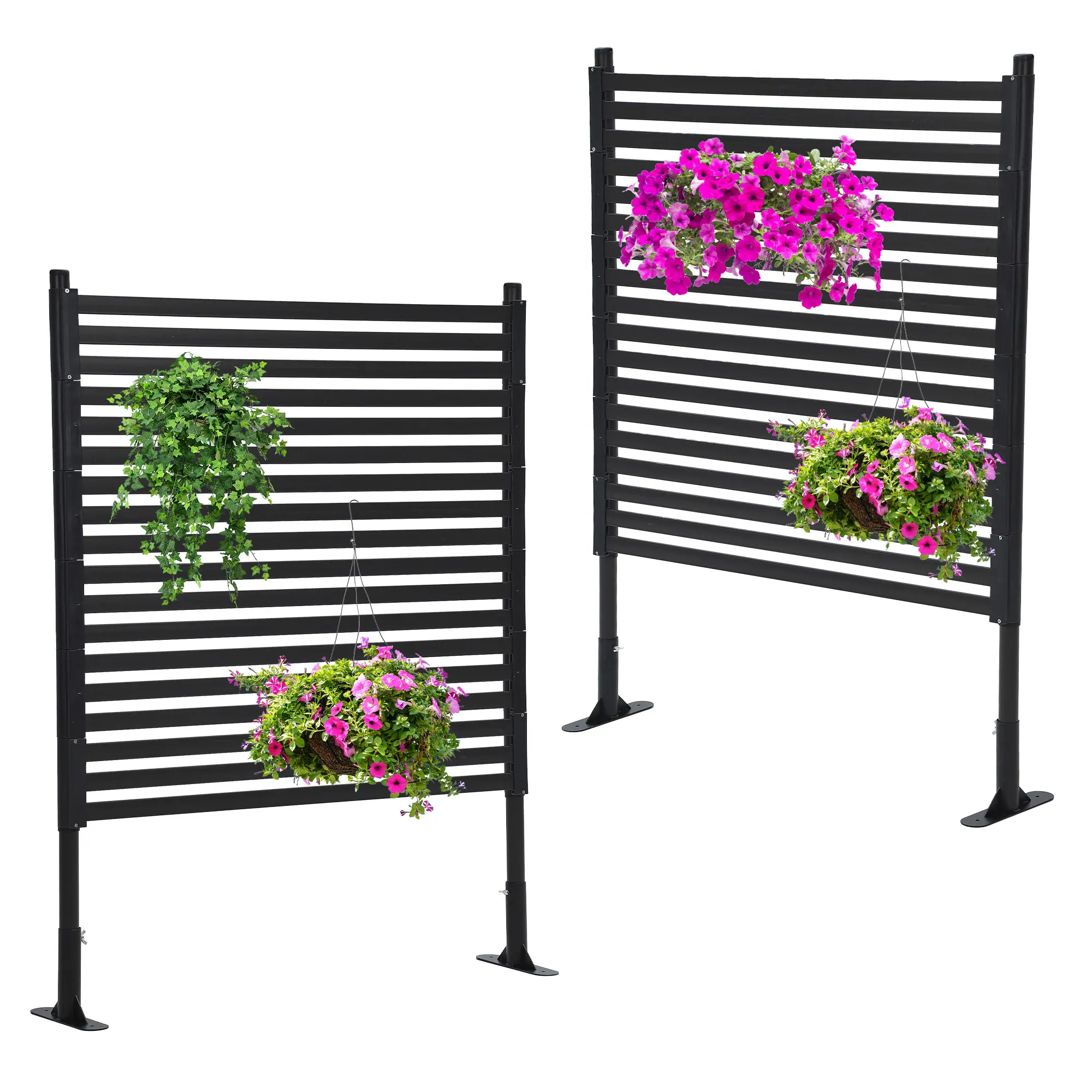 Freestanding Decorative Privacy Fence Panel, Galvanized Steel & PE Outdoor Screen,Weather-Resistant Partition Barrier Galvanized Steel & PE Outdoor Screen for Patio, Backyard, Balcony, 48 x 59 Inches(1pcs) ﻿
