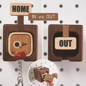 1pc Flip & Smile Flipable Wooden Keychain Set, Multi Pack Unisex Key Charms For Men Women, Creative Wood Pendant, Gift & Wall Hanging Home Decor Accessory