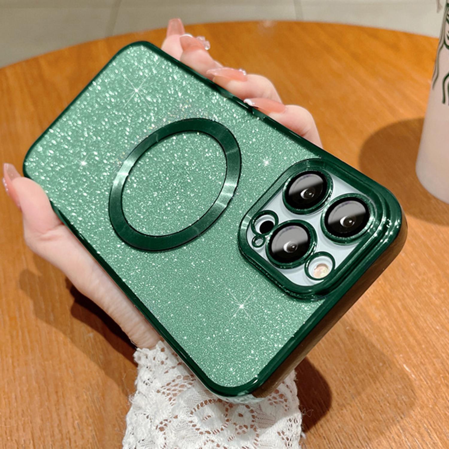 MagSafe Case For iPhone 16 Pro Max 15 14 13 Compatible with Magnetic Charging Bling Glitter Case Plating Bumper with Camera Lens Cover
