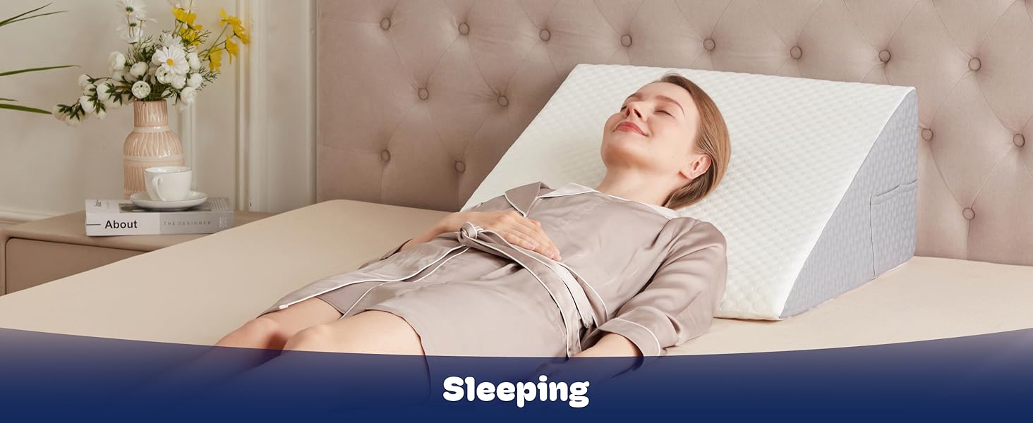 Wedge Pillow, Wedge Pillow for Acid Reflux, Back Pain Relief, Cooling Top, Bed Wedge Pillows for Headboard, Sleeping, Snoring, Back, After Surgery.