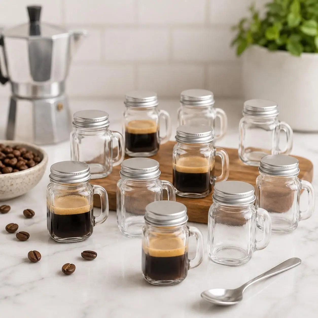 10pcs Mini Glass Sealed Bottles, Coffee Concentrate Jars, 35ML Jam Bottles, Sample Empty Containers, Ideal for Storage