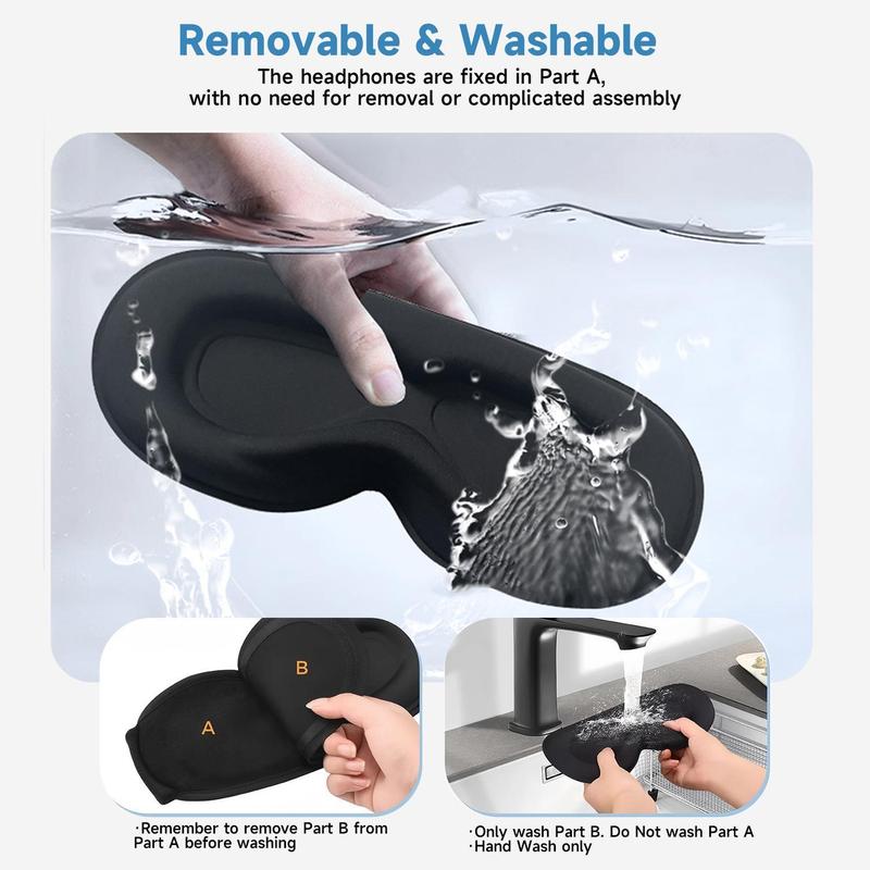 Bluetooth Sleep Mask with 3D Contoured Design & Ultra-Thin Speakers - Removable Music Eye Mask for Side Sleepers, Ideal for Meditation, Relaxation & Sleep, Tech Gift for Men & Women Bluetooth Sleep Mask with 3D Contoured Design & Ultra-Thin Speakers - Removable Music Eye Mask for Side Sleepers, Ideal for Meditation, Relaxation & Sleep, Tech Gift for Men & Women