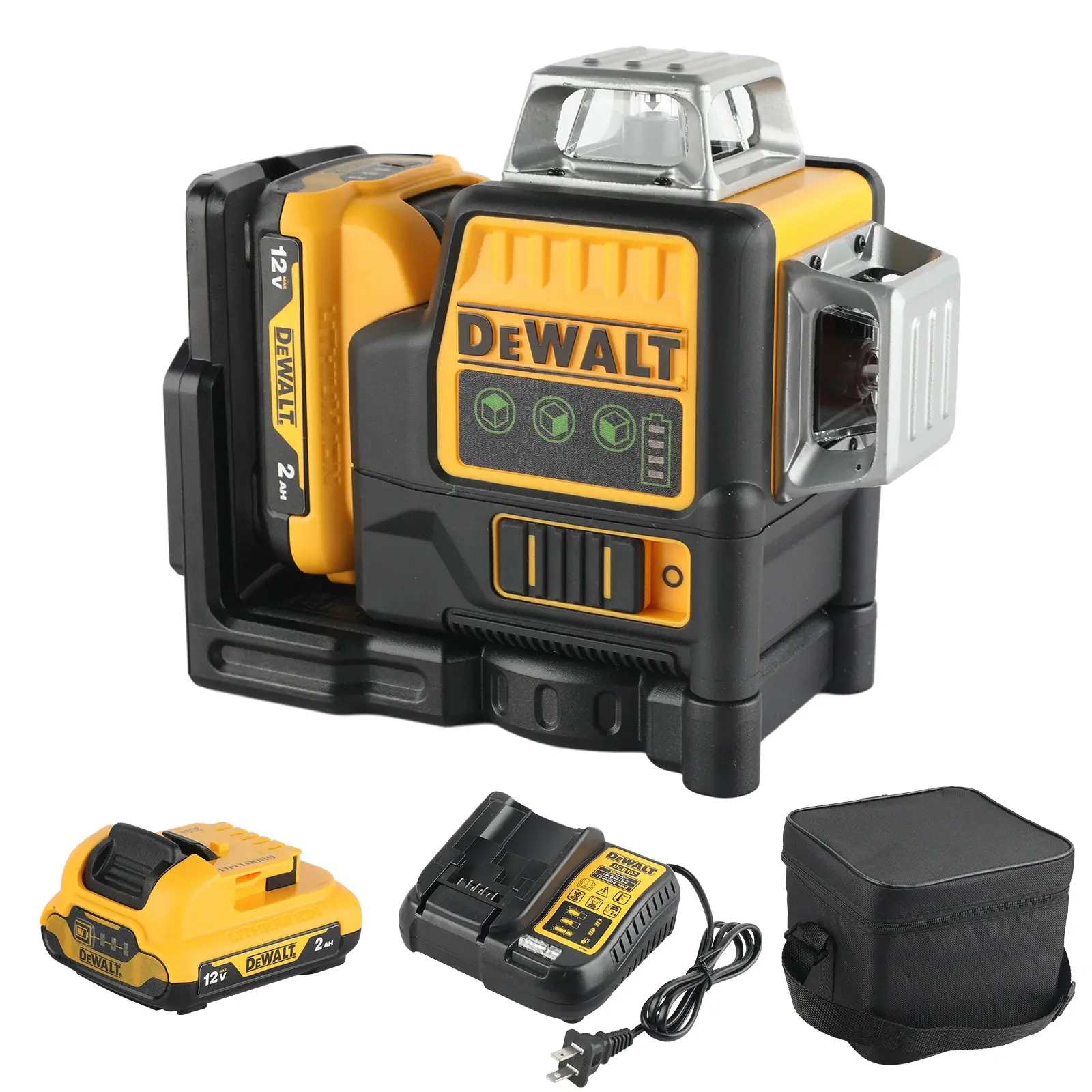 DEWALT 089LG Electronic Laser Level Tool Kit, 12-Line High-Precision Measurement Tool, 12V Battery & Charger Included, for DIY Enthusiasts’ Indoor/Outdoor Leveling Tasks