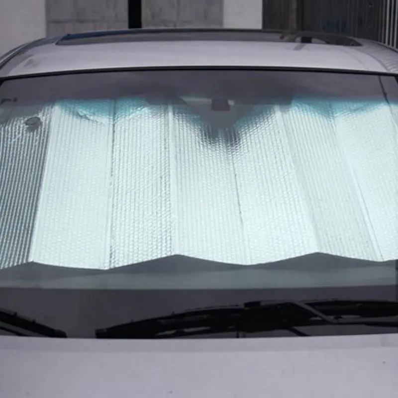 Aluminum Foil Sunshade for Car Front Window, Dual-Layer Bubble Design, Automotive Accessory, UV Protection, Easy Installation