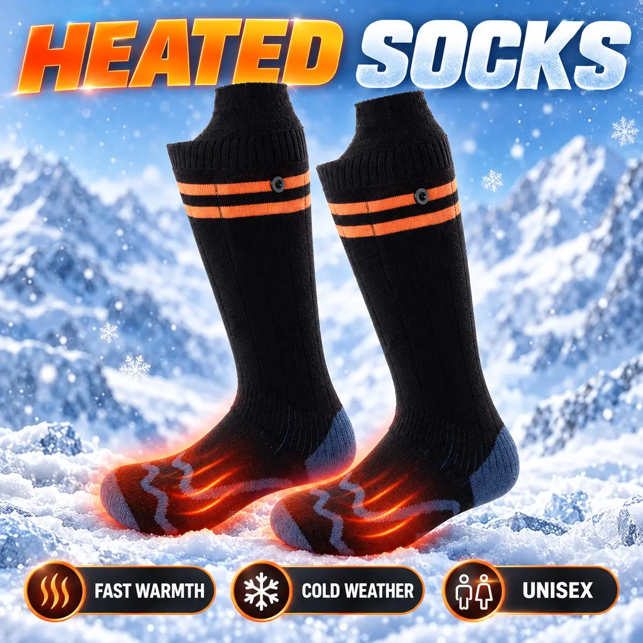Rechargeable Electric Socks for Men and Women, Four-Temperature Adjustable, Thick Warm Long Tube Socks, Winter Skiing Hiking Outdoor Work Heating Socks