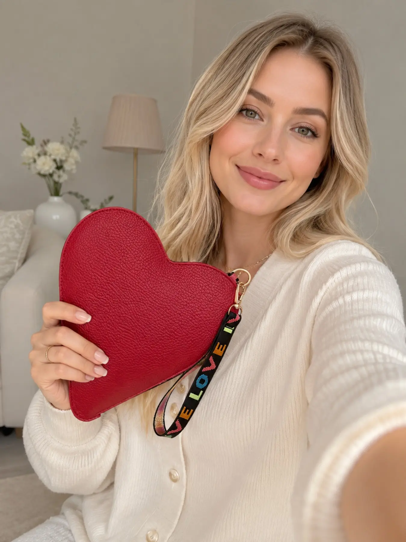 Trendy Heart Bag for Women, PU Leather Envelope Clutch, Elegant Mini Shoulder Purse, Chic Clutch for All Seasons, Evening Bag, Perfect Gift for Her