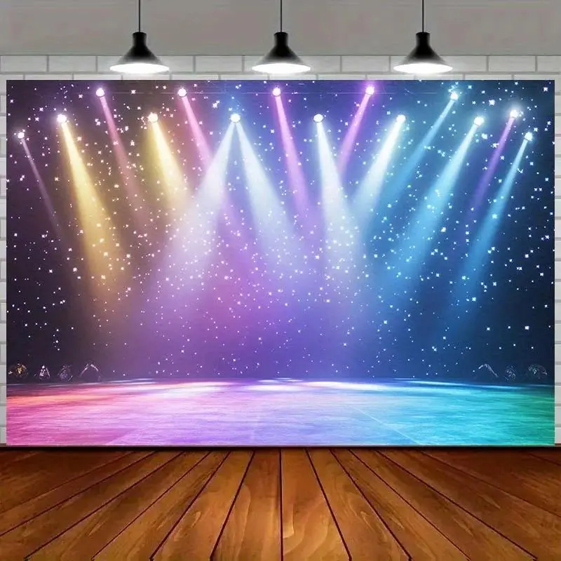 Starry Night Stage Backdrop Party Backdrop Polyester Fabric Birthday Decoration Photo Backdrop Wall Decor Photography Background Concert Theater Event Banner Studio Prop Festival Party Lighting Scene
