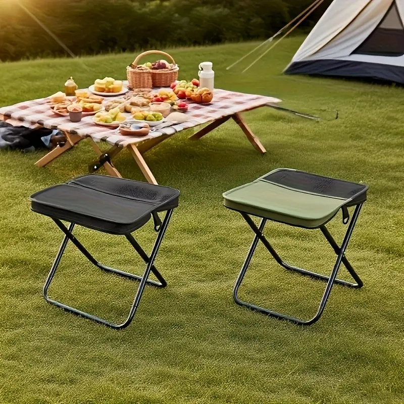 [2 Large Lightweight Stool] 2 Large Lightweight Portable Folding Stool Backpack Collapsible Foldable Stool| Carbon Steel Skeleton Bearing 120kg| Camping/Picnic/Beach Outdoor Leisure Stool Compact Easy to Store Outdoor Essentials