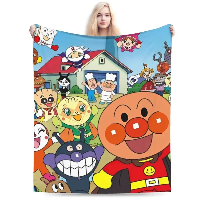 Anpanmanes Japanese Comic Accessories Blanket Soft Velvet  Throw Blanket Relax Bedspread