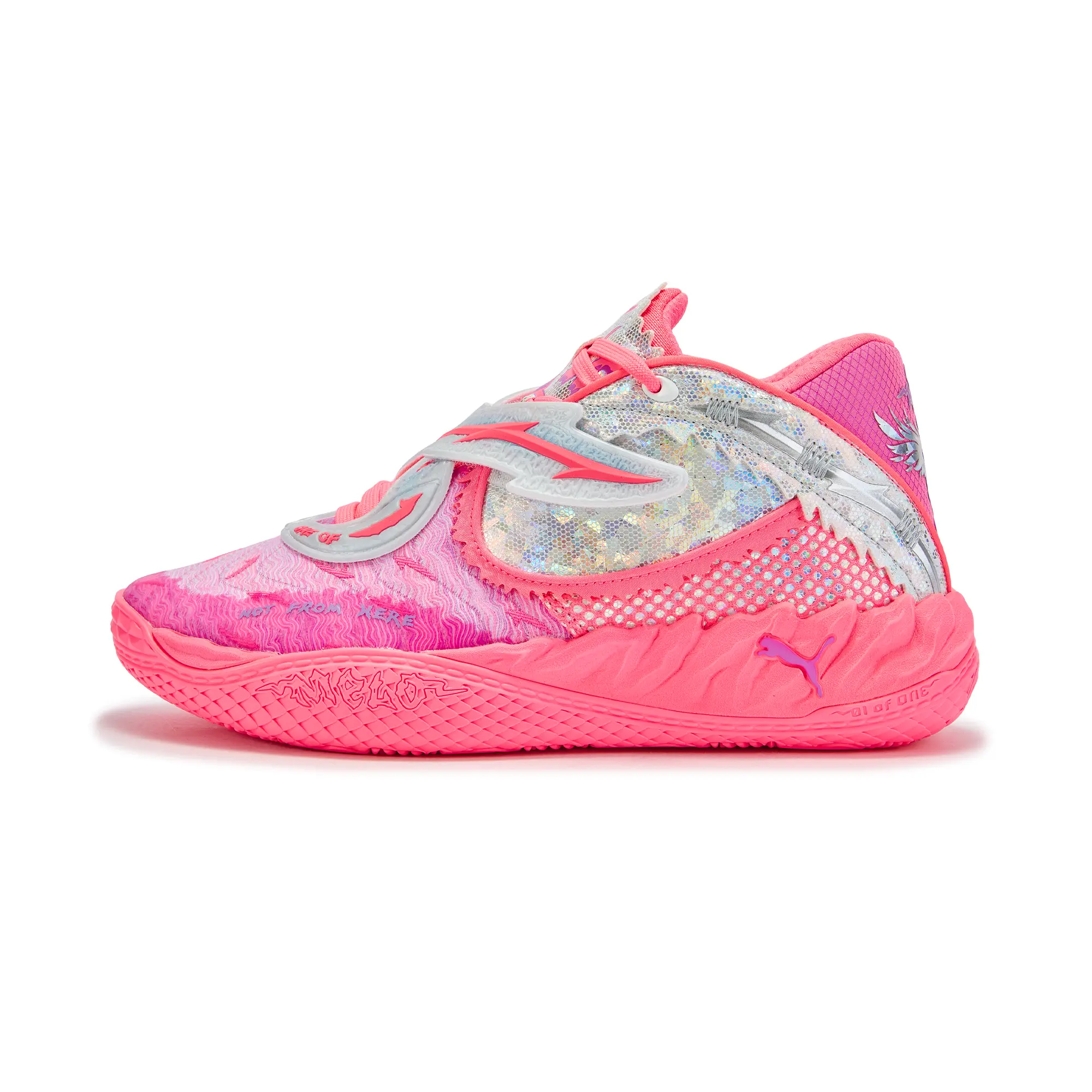 PUMA MB.05 Basketball Shoes for Men and Women – Comfortable, Stylish, Dopamine-Inspired Pink and Silver Design Verifiable, with credentials and supporting global authentication