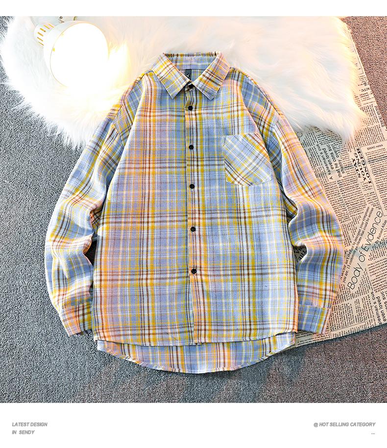 2026 Black and White Plaid Shirt Men's Fashion Casual Skin-Friendly Versatile Trendy Style 5color Options