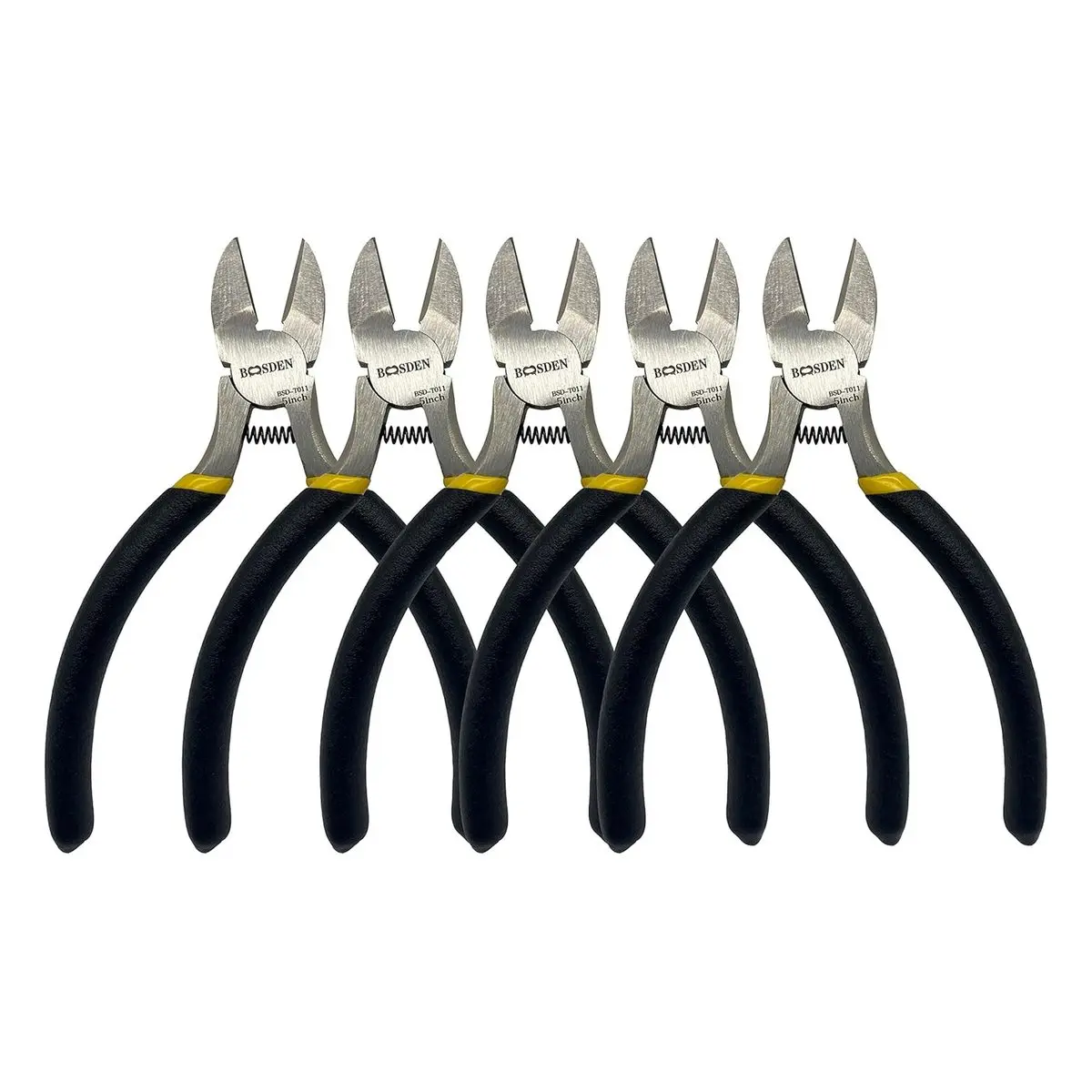 5-Pack 5-Inch Carbon Steel Diagonal Cutters, Spring-Loaded Wire Cutting Pliers for Jewelry Making, Beads, Cords, Small Chain Cutting