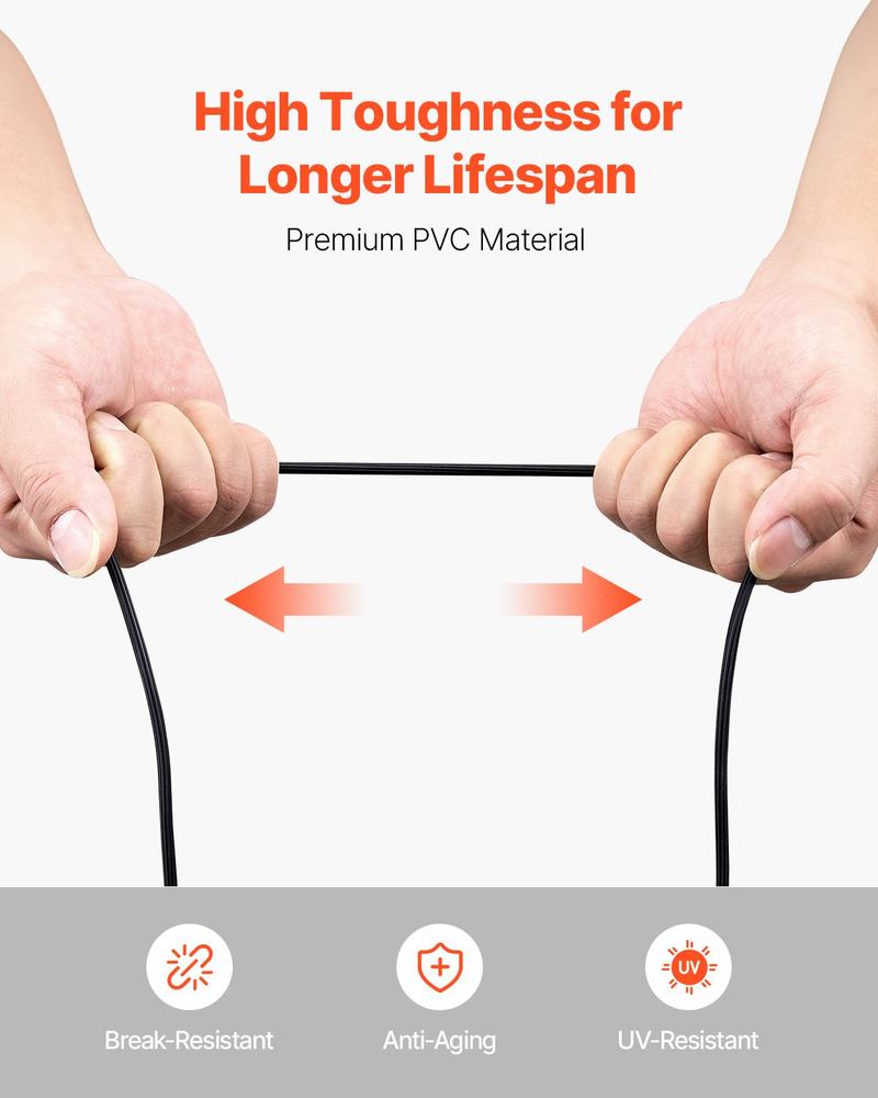 VEVOR Window Screen Spline, 100 ft x 0.125 in Window Screen Retainer Spline, PVC Window and Door Screen Spline, Hollow Serrated Screen Holder Spline, for Window Door Screen Repair and Replacement