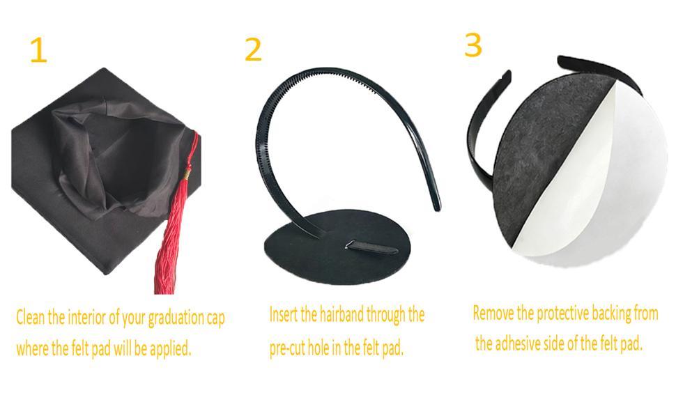 2026 Graduation Season 2 Pack No-Slip Graduation Cap Headband Insert, Firm Anti-Fall Hair Band Holder with Hook and Loop Sticker, Secure Grad Hat & Hairstyle for Graduates Students Women Men Reliable Grip for All-Day Ceremony, Fits Most Head Sizes