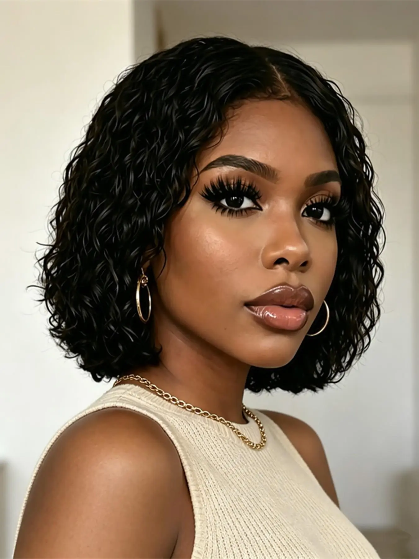 4X4 lace wig jerry curly bob human hair wig black color wig human hair wig for women daily party cosplay use gift wig