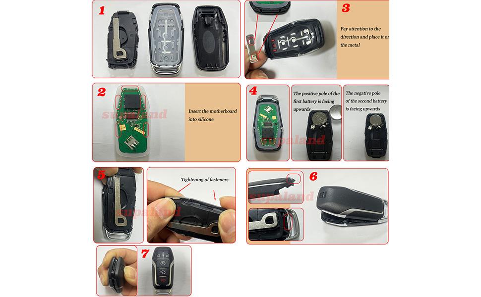 Key Fob Shell Case Replacement Fits for Ford Mustang Fusion Edge Explorer F150 F250 F350 Lincoln MKZ MKX MKC 2014-2017 Keyless Entry Remote Control 5 Button Pad Cover M3N-A2C31243300