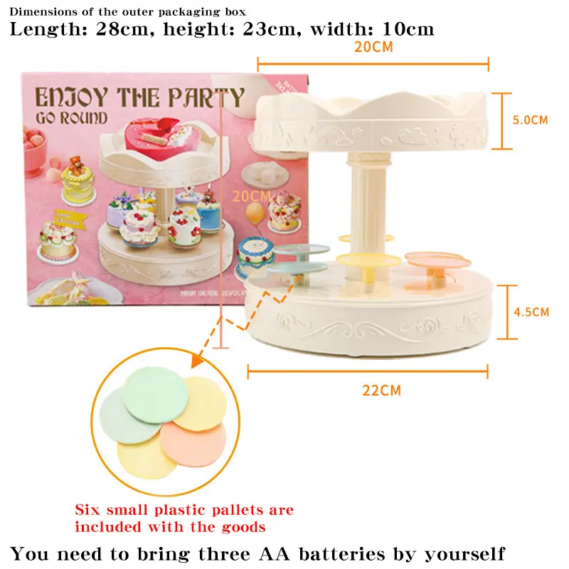 Double Layer Electric Rotating Cake Turntable, Cartoon Paper Cup Rotating Machine, Cake Display Stand, Kitchen Appliance
