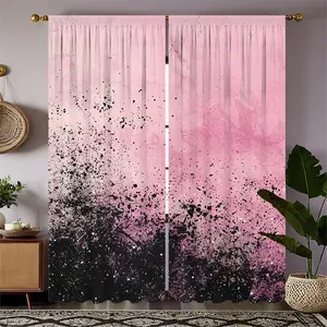 2 Piece Polyester Drapes, Sand Gradient Pattern, Rod Pocket Curtains for Bedroom and Living Room Decor