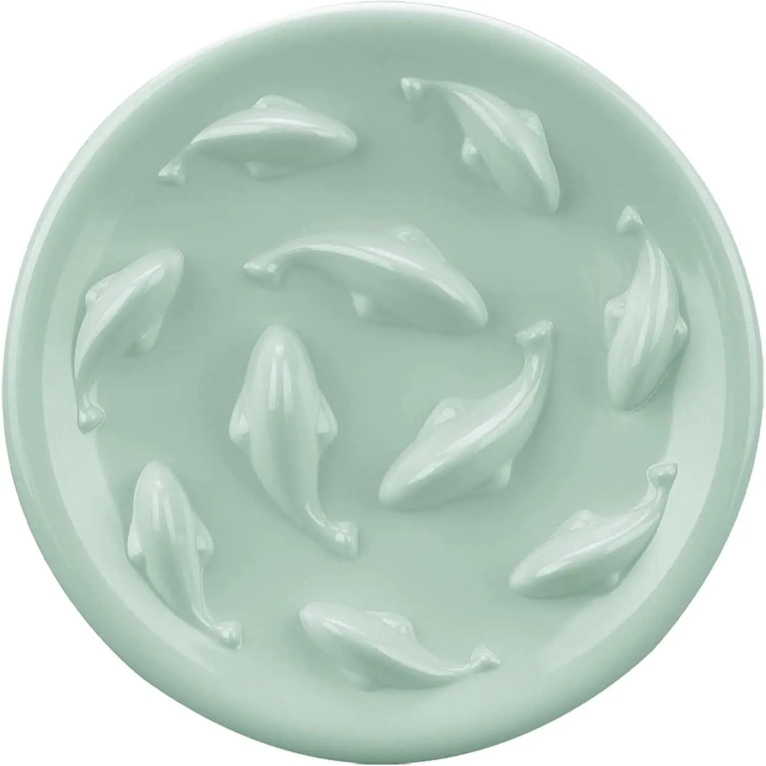 Slow Feeder Bowl for Cats and Small Dogs, Fish Pool Design, Fun Interactive Bloat Stop Puzzle Feeder Bowl  Eating Diet Made of Melamine  Grade Material Dishwasher Safe (Green)