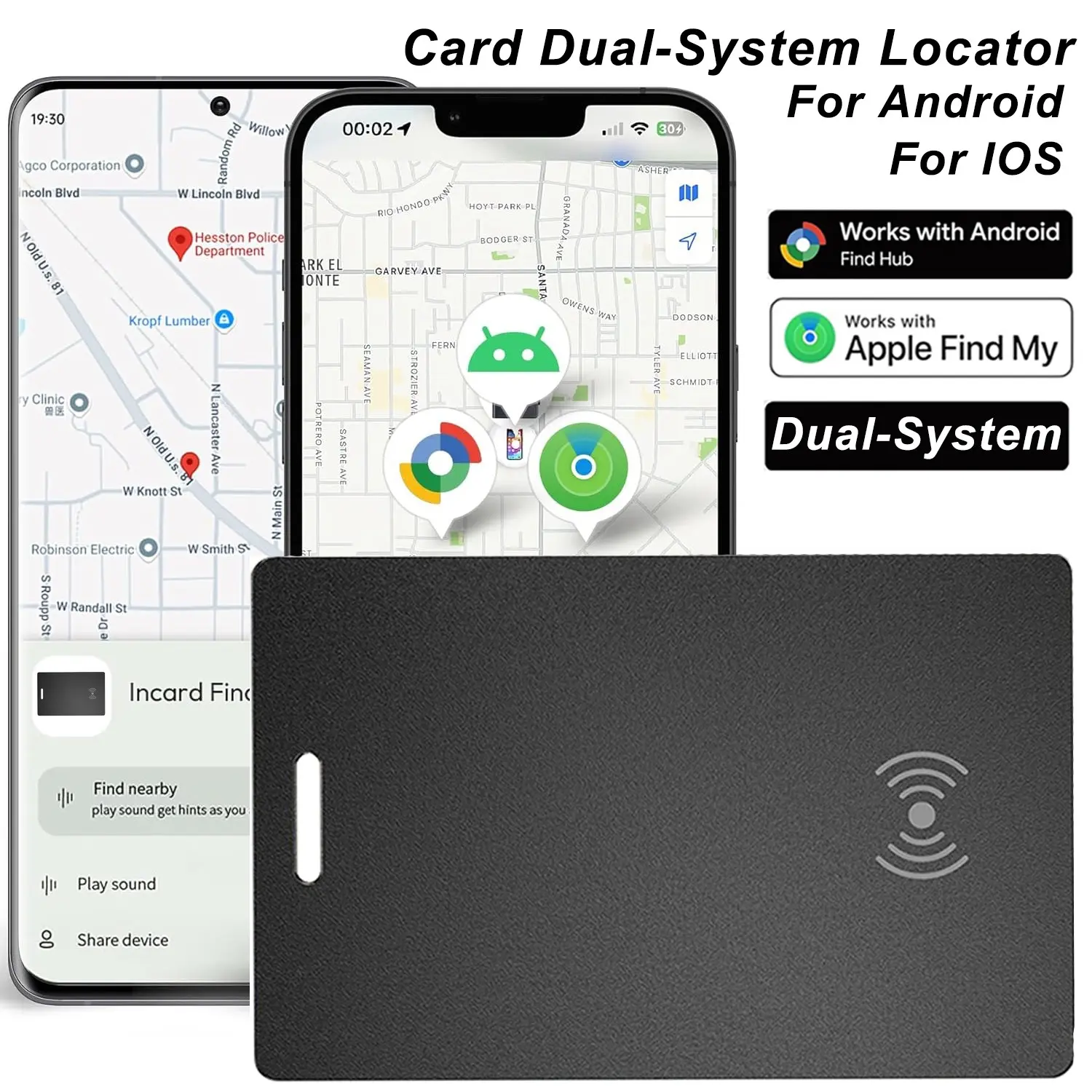 Wallet tracking card for iOS and Android, credit card tracking card for luggage search, rechargeable tracking card for use with Apple Find My and Google's search center (for iOS and Android, 1 pack)