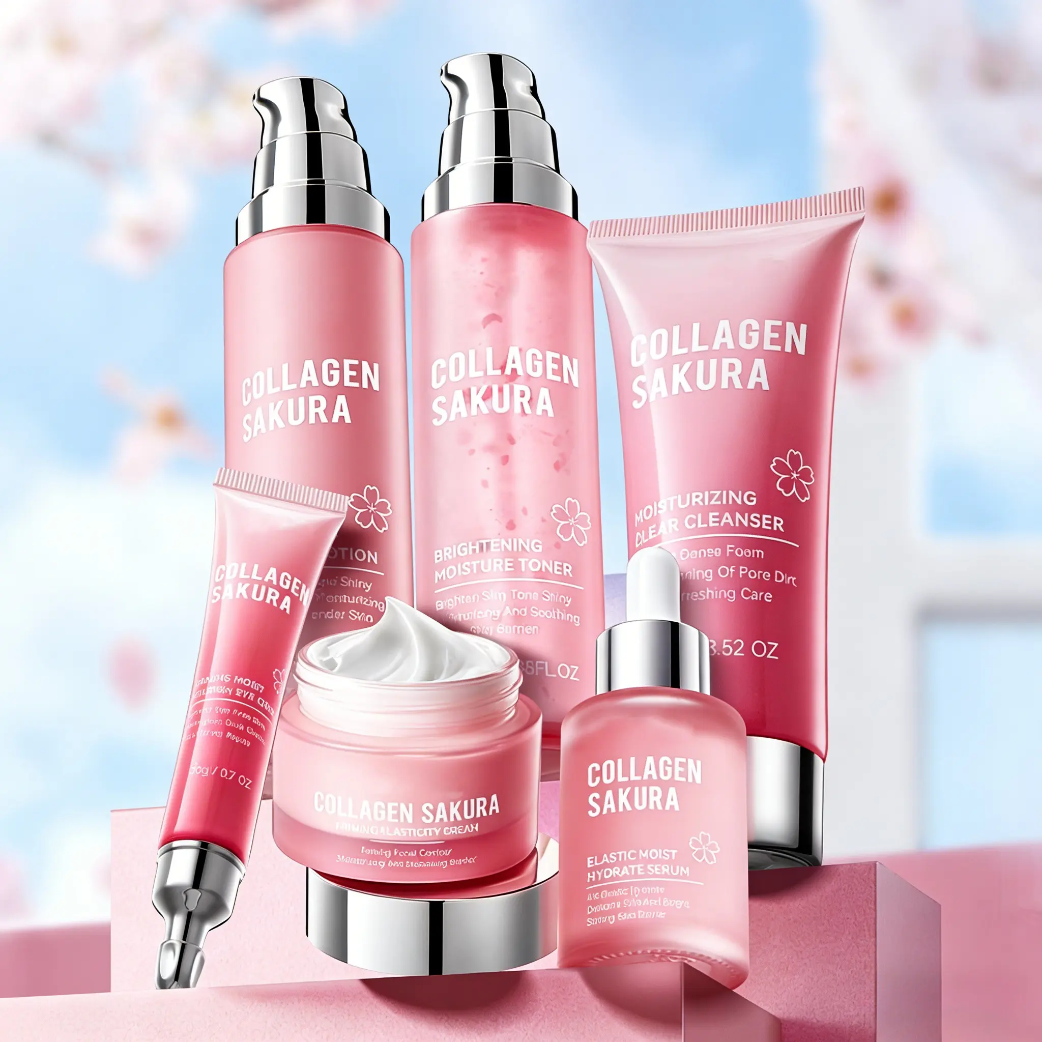 6-Piece Collagen Skin Care Kit, Beauty Products, Moisturizing Revitalizing Brightening Kit, Anti-Aging Firming Glow-Up Set, Gifts for Women, Womens Gifts, Facial Care Set, Collagen Boosting Set