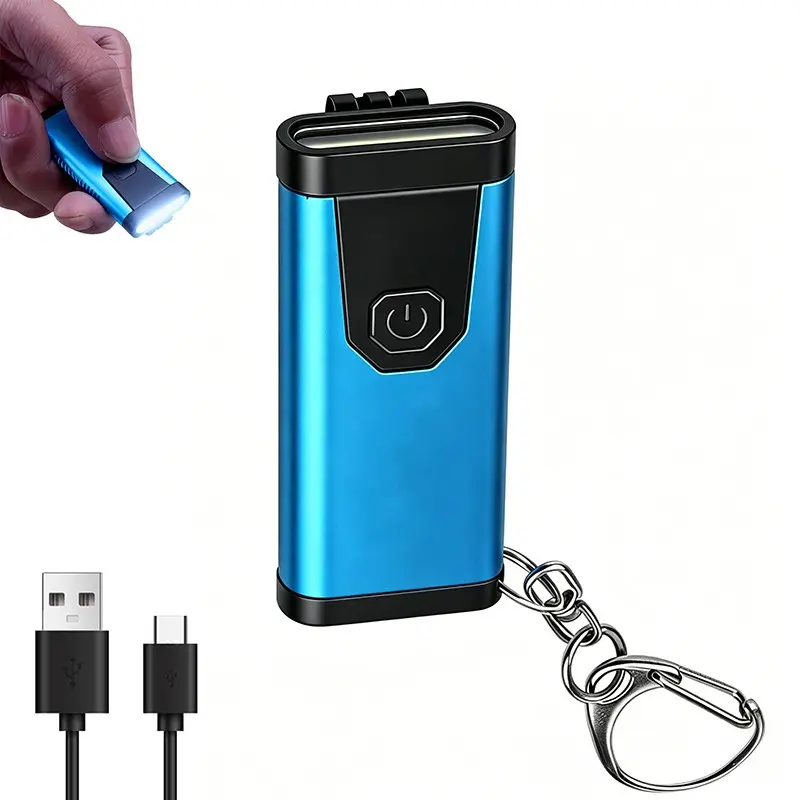 1PC Rechargeable Keychain Flashlights, Mini EDC Multifunctional Flashlight with  Loud Siren & Strobe Light ,4 Lighting Modes, Memory Function, Waterproof, Compact and Portable Pocket Light for Everyday Carry, Emergency, Camping