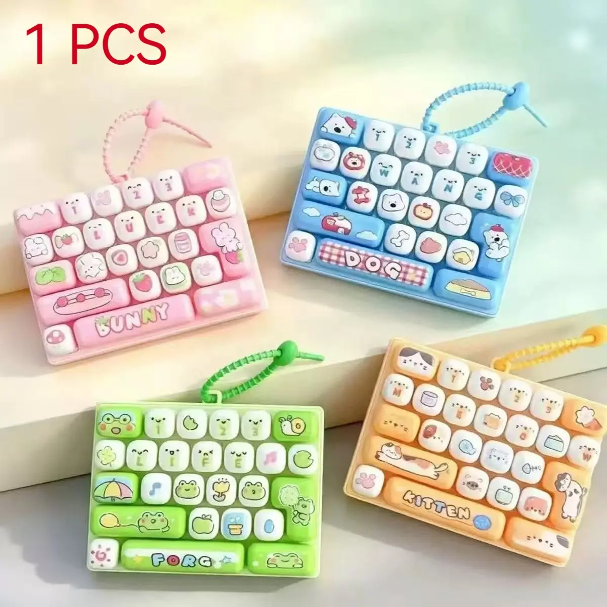 Cute Animal 26 Keycap Button Keychain, Adult Stress Relief Keychain, Portable and Compact, Easy to Press, Perfect for Unloading Stress