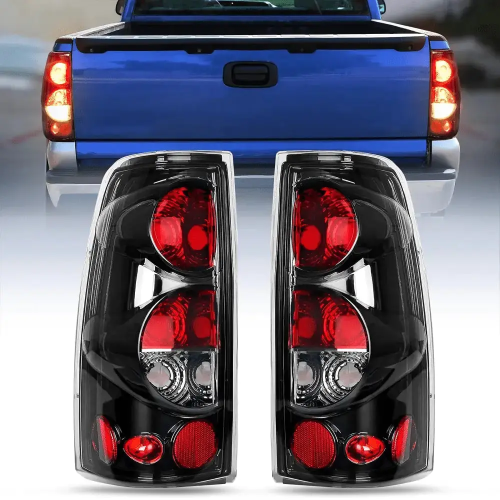 Nilight 1999 2000 2001 2002 2003 2004 2005 2006 2007 Chevy Silverado 1999 2000 2001 2002  GMC Sierra Tail light Assembly Rear Lamp Classic Body OE Style Black Housing Clear Lens, 1 Pair Of Taillight, 1999-2002 Gmc Sierra 1500/2500