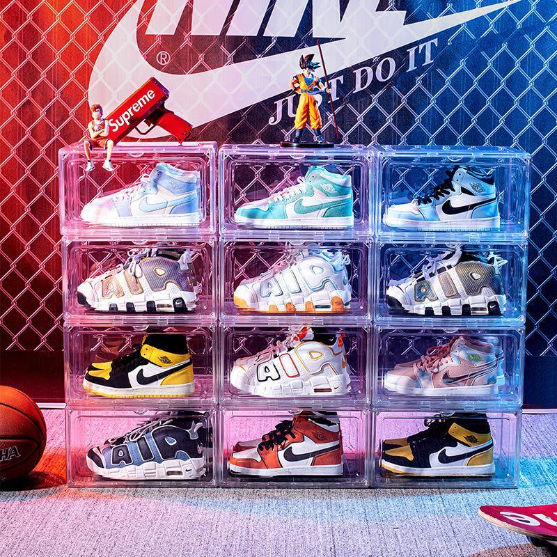 High Transparent Pet Shoe Storage Box, Stackable Sneaker Display Case, Thickened Plastic Shoe Organizer for Home & Collection