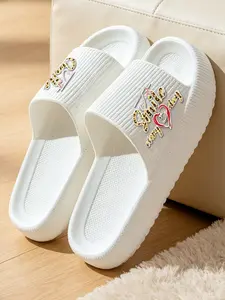 Women's Coquette Aesthetic Leopard Heart Print Cloud Slippers, Non Slip Slippers, Lightweight Eva Platform Slides, Anti-Slip Sole, Summer Footwear.Runs small, wide feet please size up one size.
