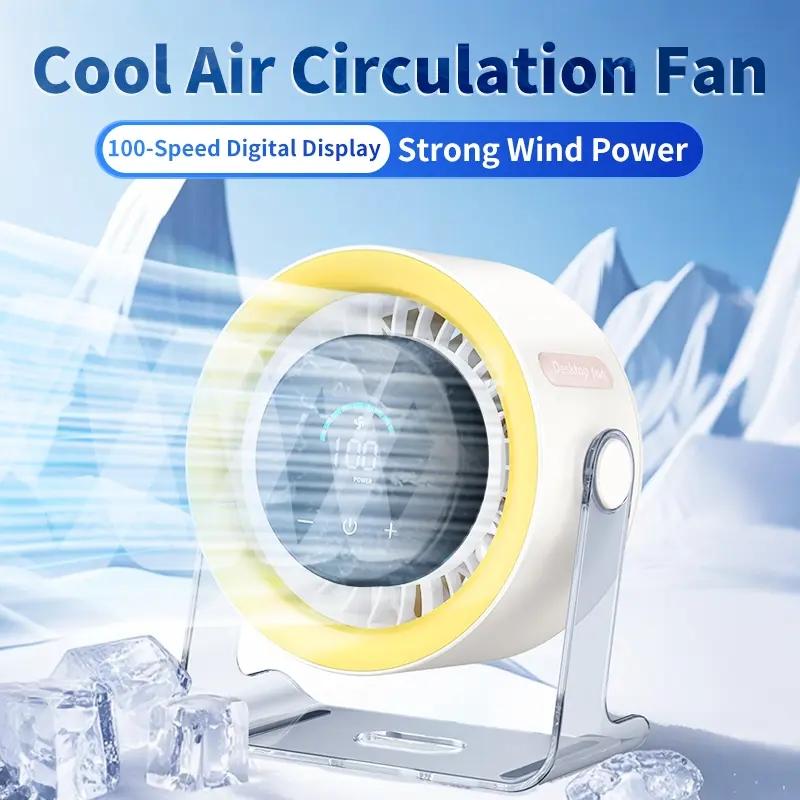 Desktop Wall-Mounted Fan, Office Turbine Desktop Fan, 10-Speed Digital Display, Low Noise, Indoor Air Circulator, Desk Cooling Fan