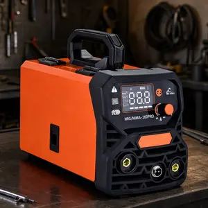 ARCH 4-in-1 MIG/MMA/TIG/Stick Welder 160A Portable Inverter Welding Machine Dual Voltage 110V/220V with Digital Display Synergic Control for Home Repair DIY Metal Crafts Stainless Steel Carbon Steel Black Orange Iron Plastic, Black+Orange Color